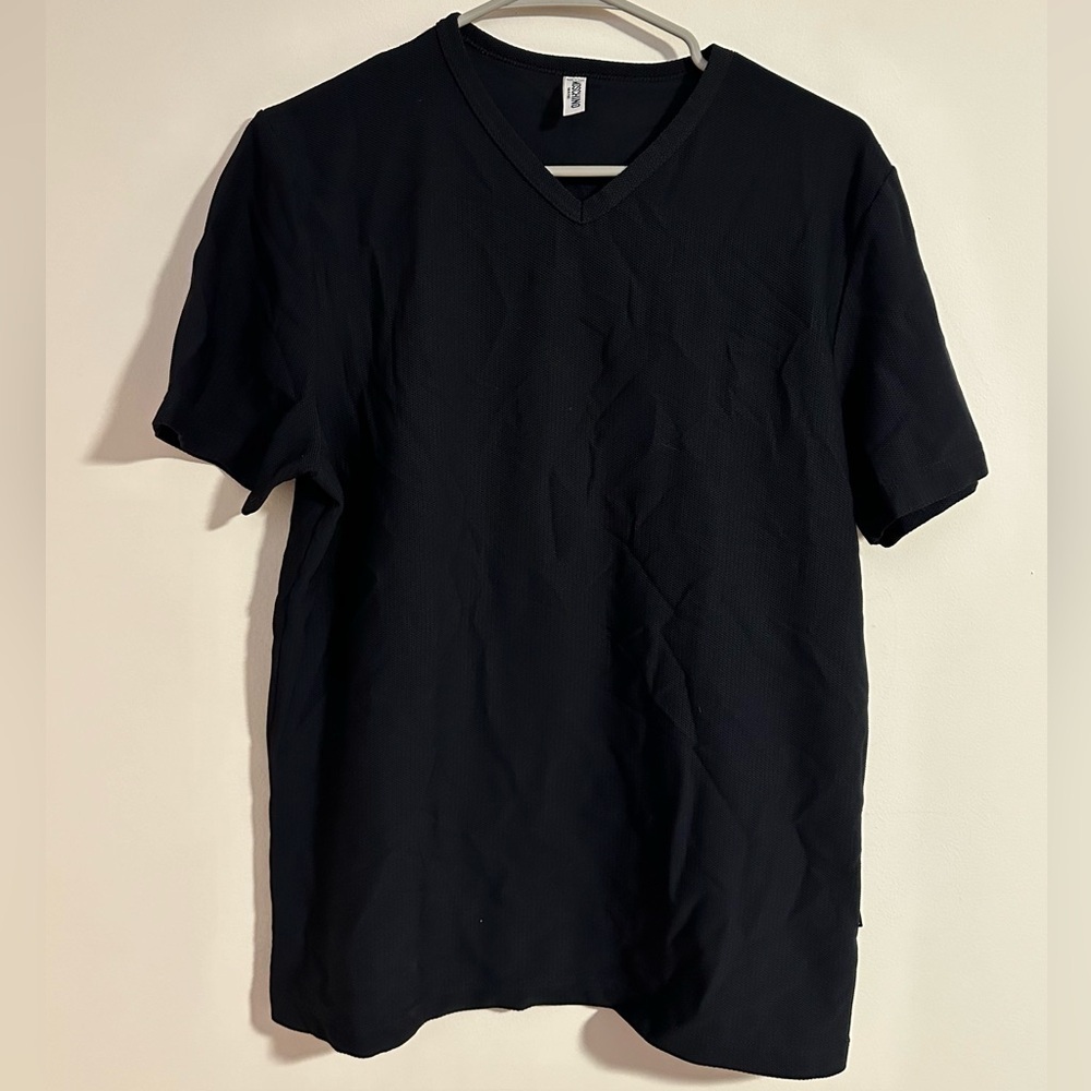 Moschino Mare perforated black Vneck Tshirt made in Italy